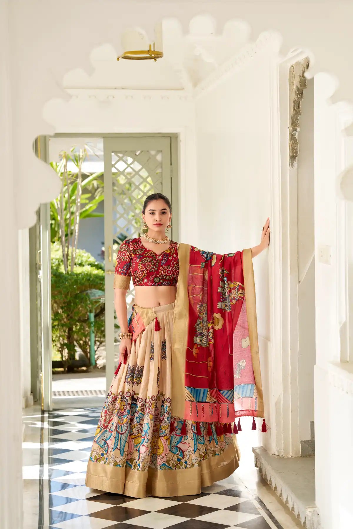 Dola Silk Kalamkari Print Lehenga choli