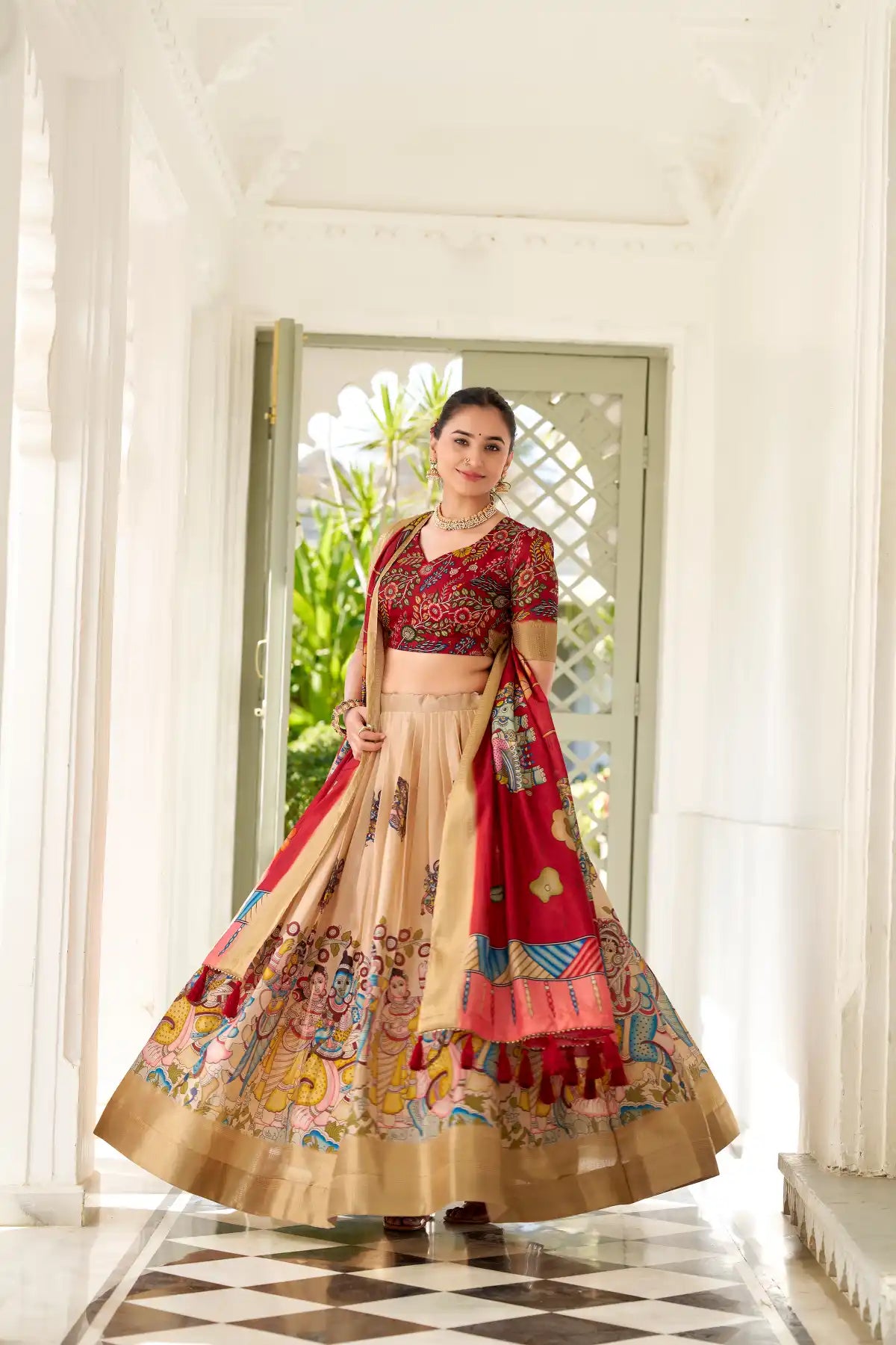 Dola Silk Kalamkari Print Lehenga choli