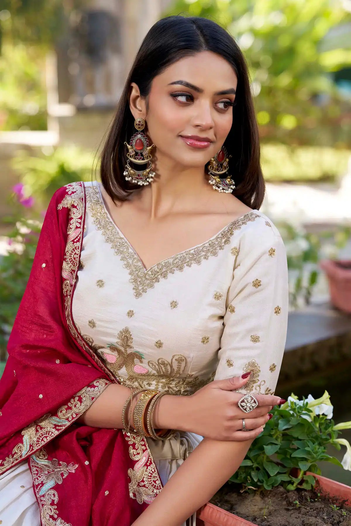 Golden Peacock With Embroidery Lehenga choli