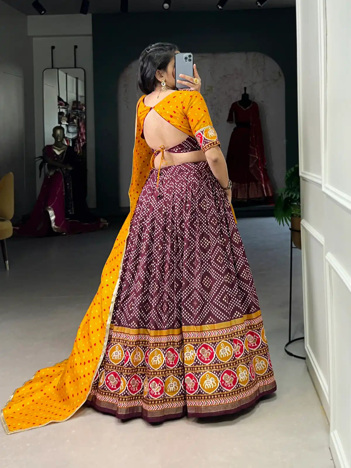 Bandhej And Patola Print Lehenga choli