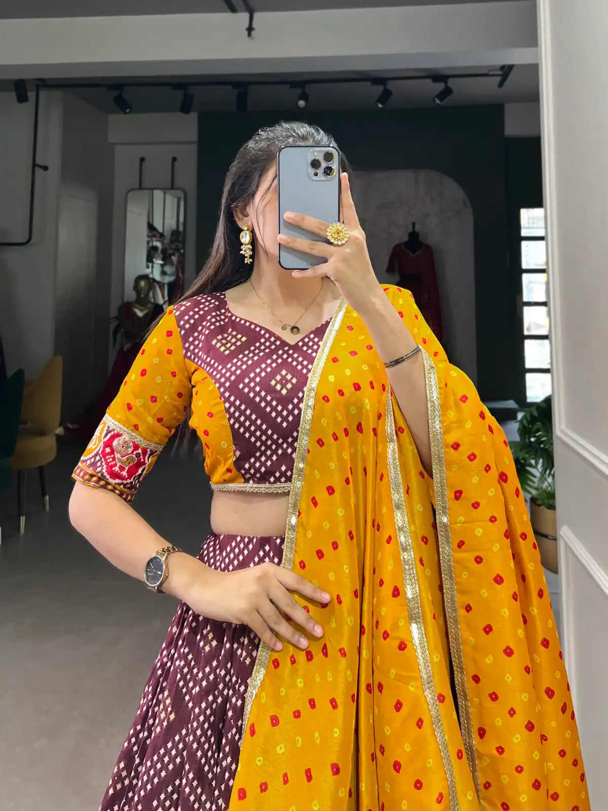 Bandhej And Patola Print Lehenga choli